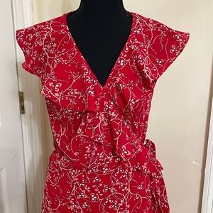 Sophie Max red floral wrap dress , Large